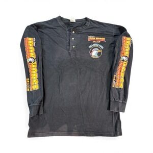 Vintage Iron Horse Saloon Shirt Henley Mens Large Black‎ Bike Week 2000 Eagle